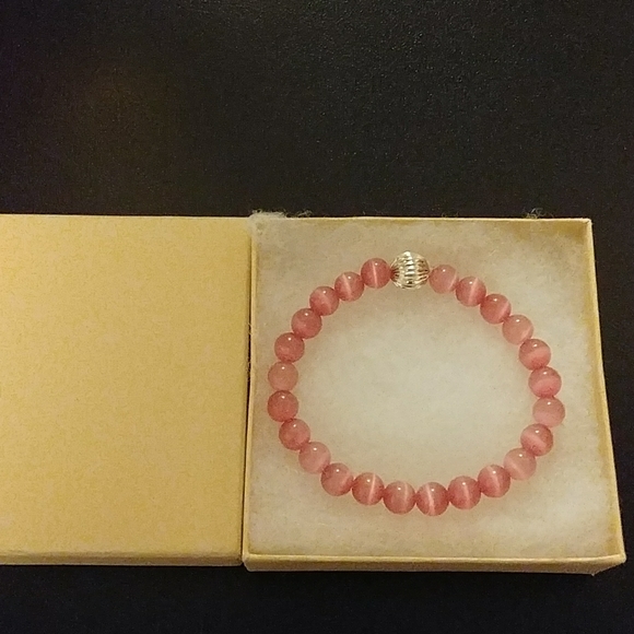 Spring Pink Cat Eye Stone Bracelet - Picture 8 of 8